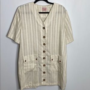 Vintage Henry Lee Stripes Button Down beige dress